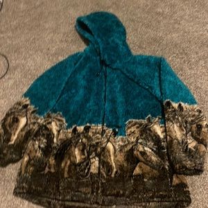 Womens Fleece horse jacket size large